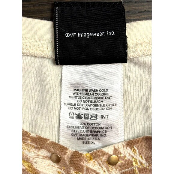 Womens HARLEY DAVIDSON Tank Top Eagle Brown & Cream Metallic Gold Vintage Y2K XL - Picture 8 of 8